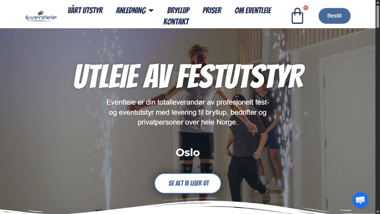 Eventleie: skjermbilde av nettsiden på datamaskin